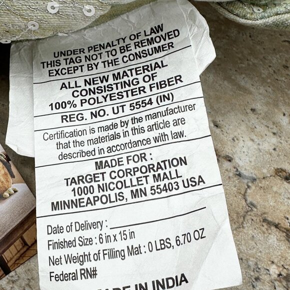 John Derian for Target Dove Decorative Pillow Beaded Embroidered Bird 6x15 NWT - Picture 9 of 10